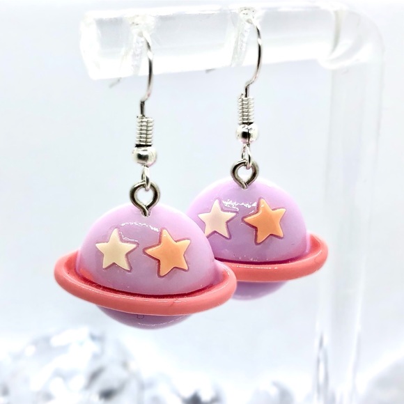 Pastel Planet Dangle Earrings - Picture 2 of 2